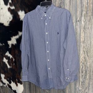 Ralph Lauren 100% cotton classic fit navy blue small checkered button down XL